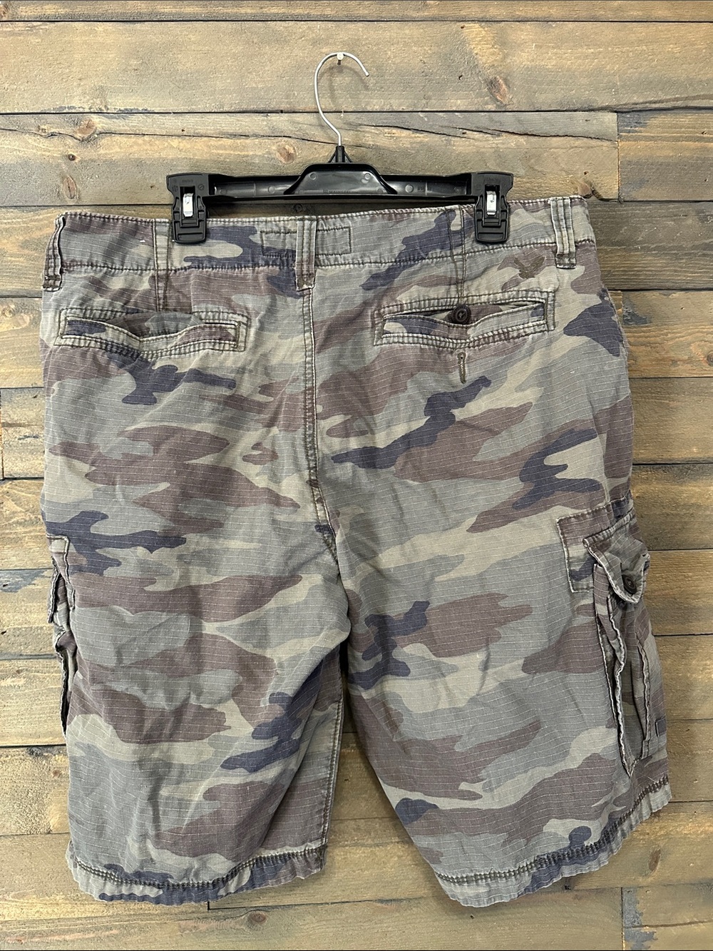 American Eagle Outfitters Men's Camo Cargo Shorts - Gray, Green - Picture 2 of 3